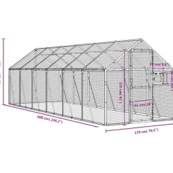 VIDAXL - Volière argenté 1,79x6x1,85 m aluminium
