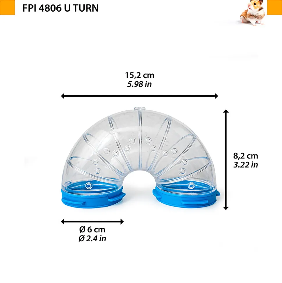 Accessoires pour rongeurs ferplast tube fpi 4806 u turn couleurs multiples hamsters