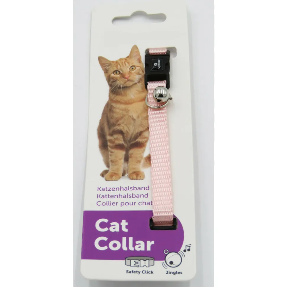 ANIMALLPARADISE - Collier réglable de 19 à 30 cm rose clair avec clochette pour chat