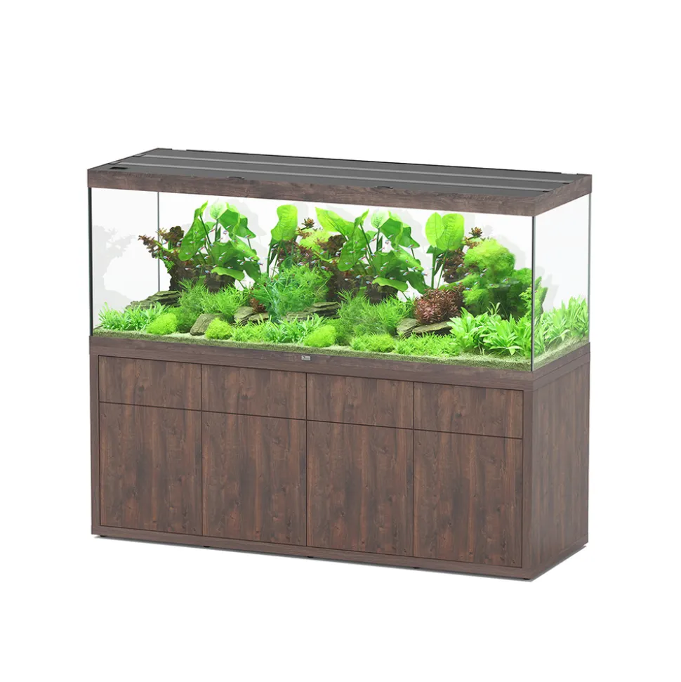 AQUATLANTIS - Meuble avec aquarium Sublime en bois chêne brun - 198,5x68,8x83 cm