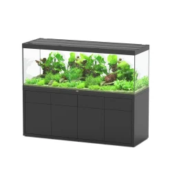AQUATLANTIS - Meuble avec aquarium Sublime en bois noir - 198,5x68,8x83 cm