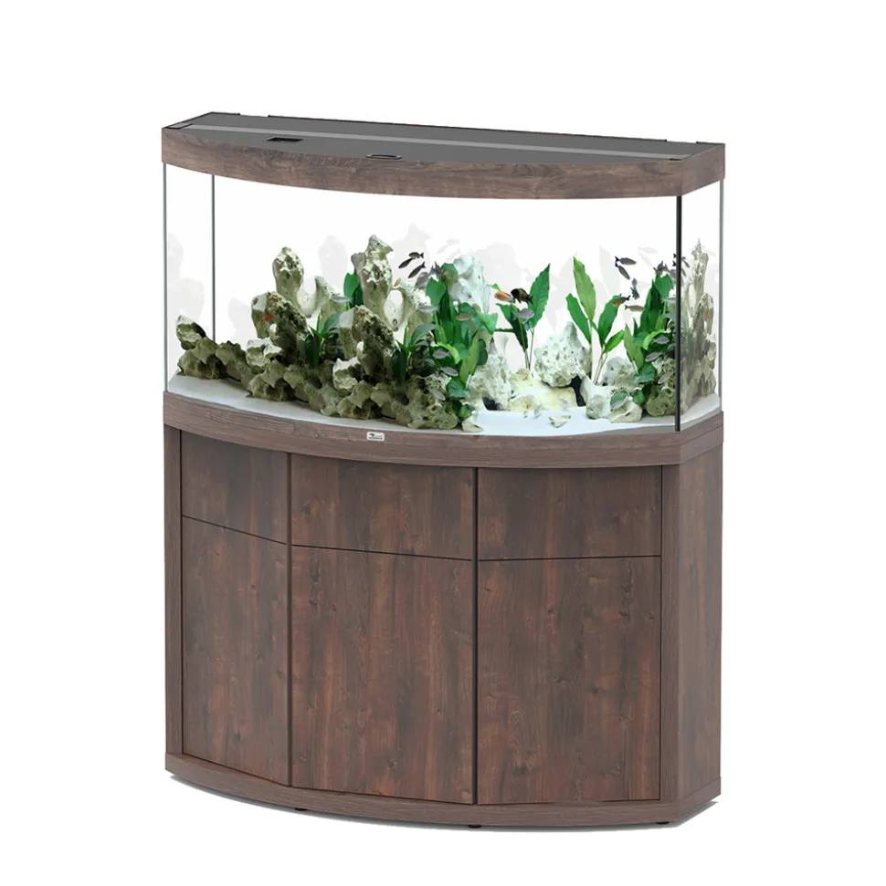 AQUATLANTIS - Meuble avec aquarium Sublime Horizon bois chêne brun - 120,4x49x83 cm