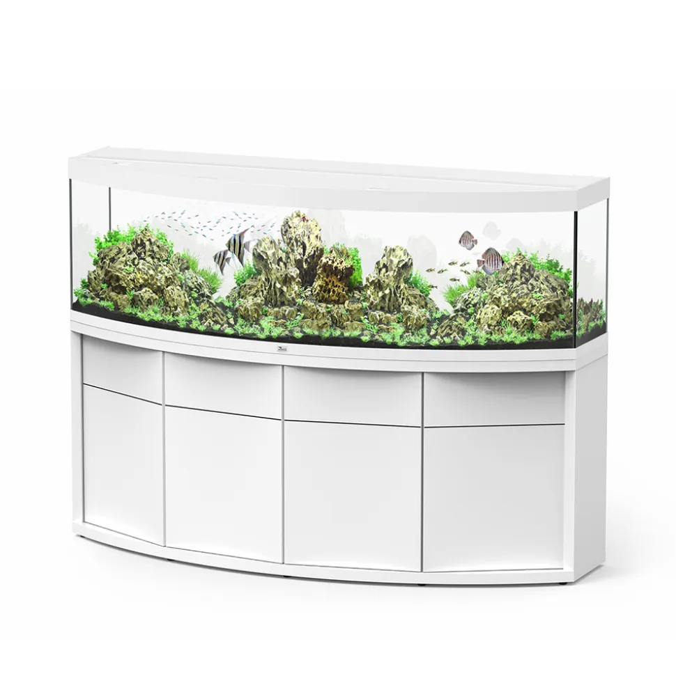AQUATLANTIS - Meuble avec aquarium Sublime Horizon en bois blanc - 200,5x66,6x83 cm