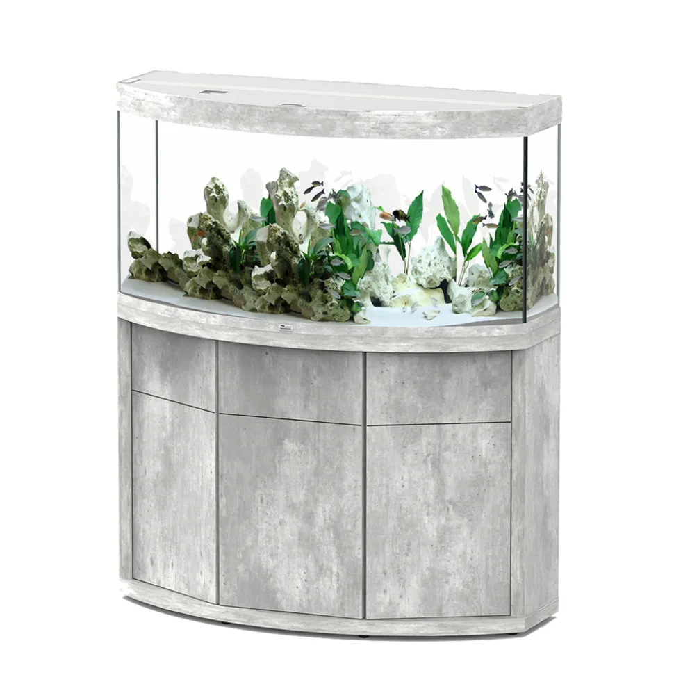 AQUATLANTIS - Meuble avec aquarium Sublime Horizon en bois béton - 120,4x49x83 cm