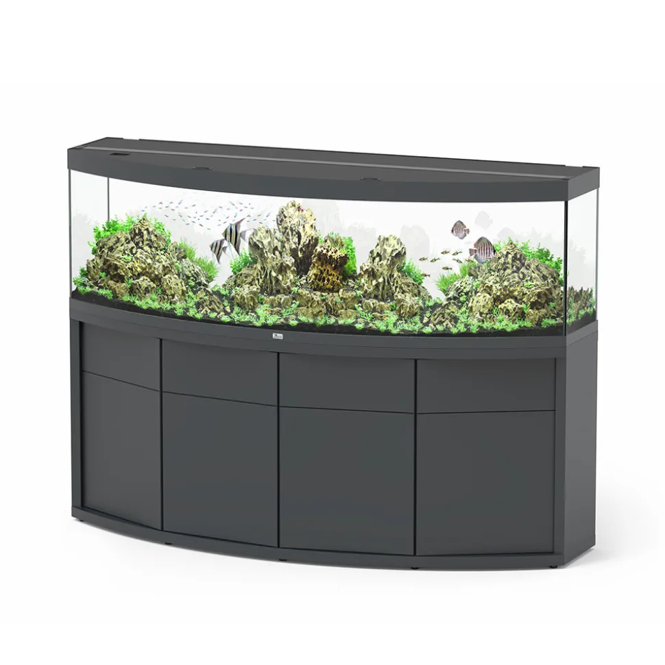 AQUATLANTIS - Meuble avec aquarium Sublime Horizon en bois gris - 200,5x66,6x83 cm