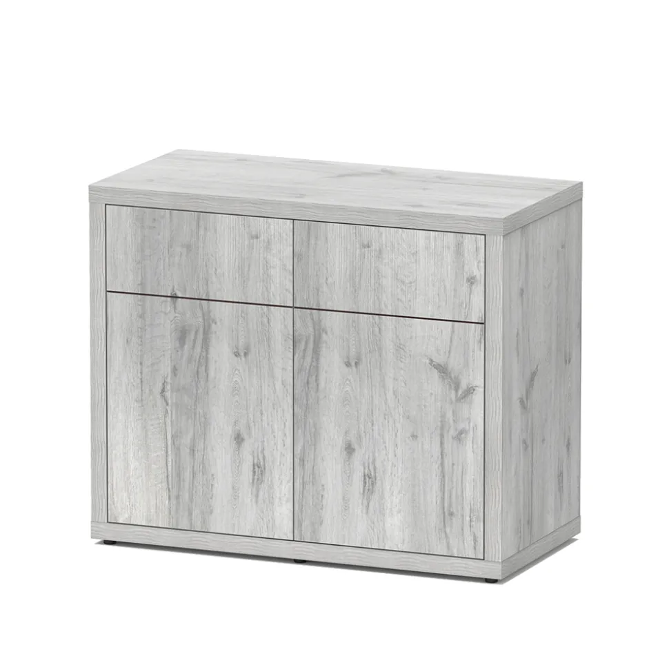 AQUATLANTIS - Meuble d'aquarium avec 2 portes Sublime 100 Chêne Blanc L.100xP.50cm