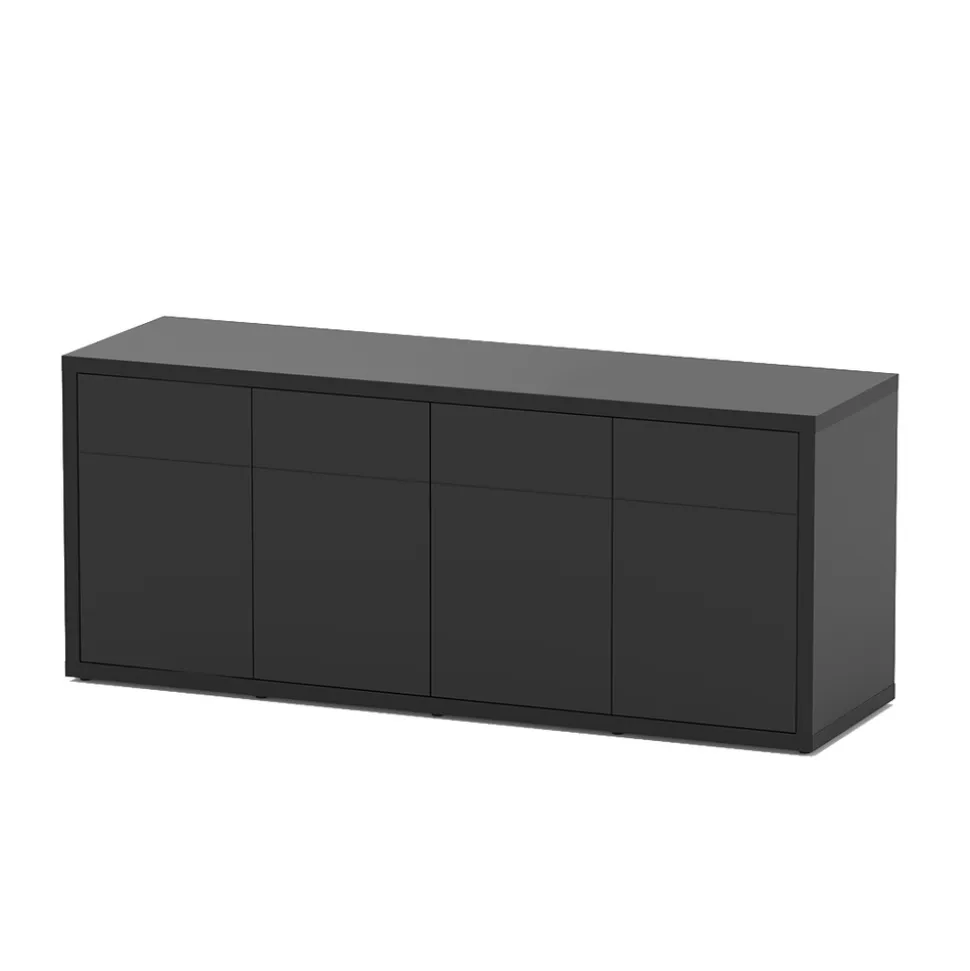 AQUATLANTIS - Meuble d'aquarium avec 4 portes Sublime Noir L.200xP.60xH.83cm