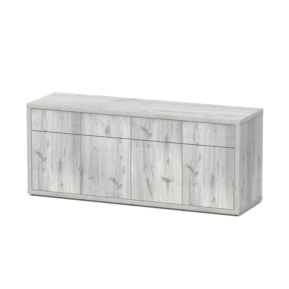 AQUATLANTIS - Meuble d'aquarium 4 portes Sublime Chêne Blanc L.200xP.60xH.83cm