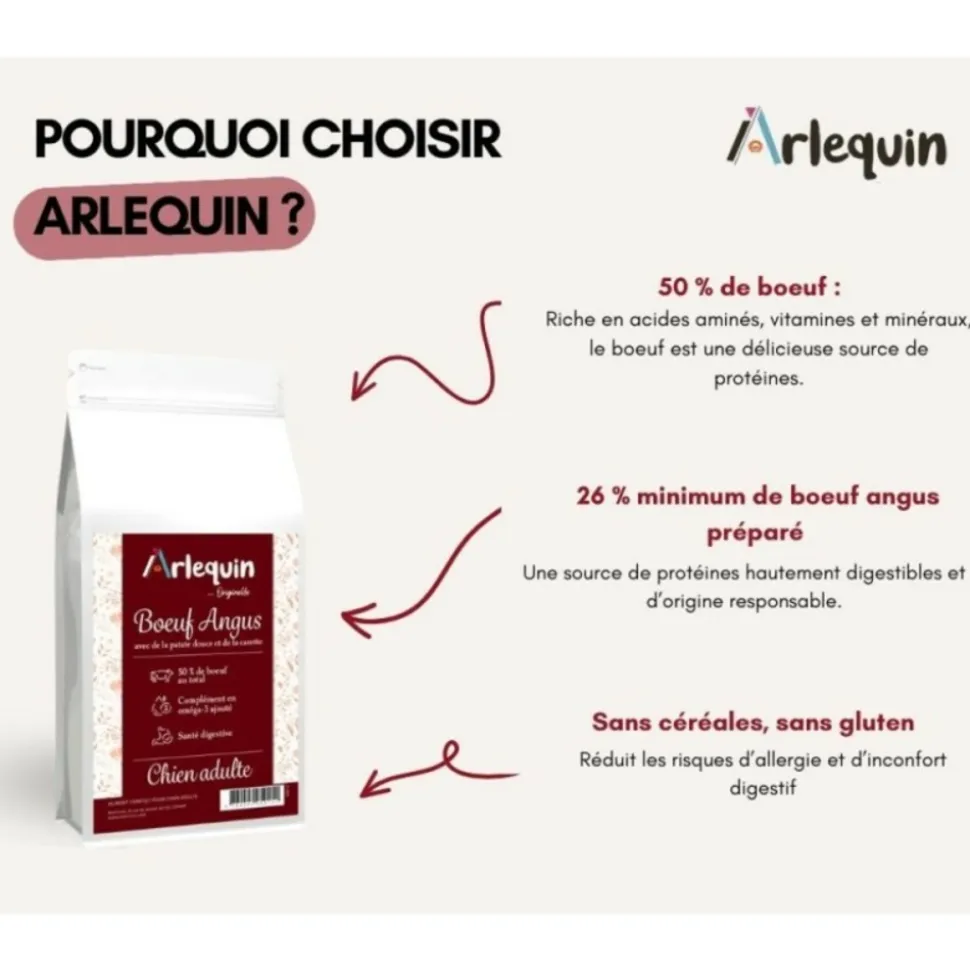ARLEQUIN ORIGINELLE - Croquette chien sans céréales arlequin originelle bœuf angus 2 kg
