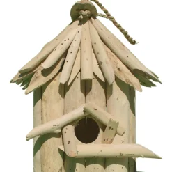 ARTXLIGHT - Nichoir carré en bois d'albésia à suspendre 20 x 17 x 24 cm