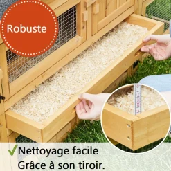 BB LOISIR - Cage clapier enclos lapin extérieur en bois haute qualité pour lapins petits animaux- modèle : 087 alpine 180x62x72cm