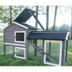BB LOISIR - Cage clapier enclos lapin extérieur en pour lapins petits animaux 088 maison de rêve 146x50x86cm(lxpxh)