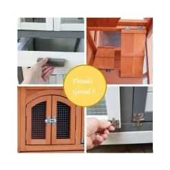 BB LOISIR - Cage clapier extérieur pour lapins 122x42,5x104 cm modèle- miette 081 gris-blanc