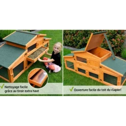 BB LOISIR - Cage clapier pour lapin extérieur 185x51x75cm modèle: 037 étable de roi