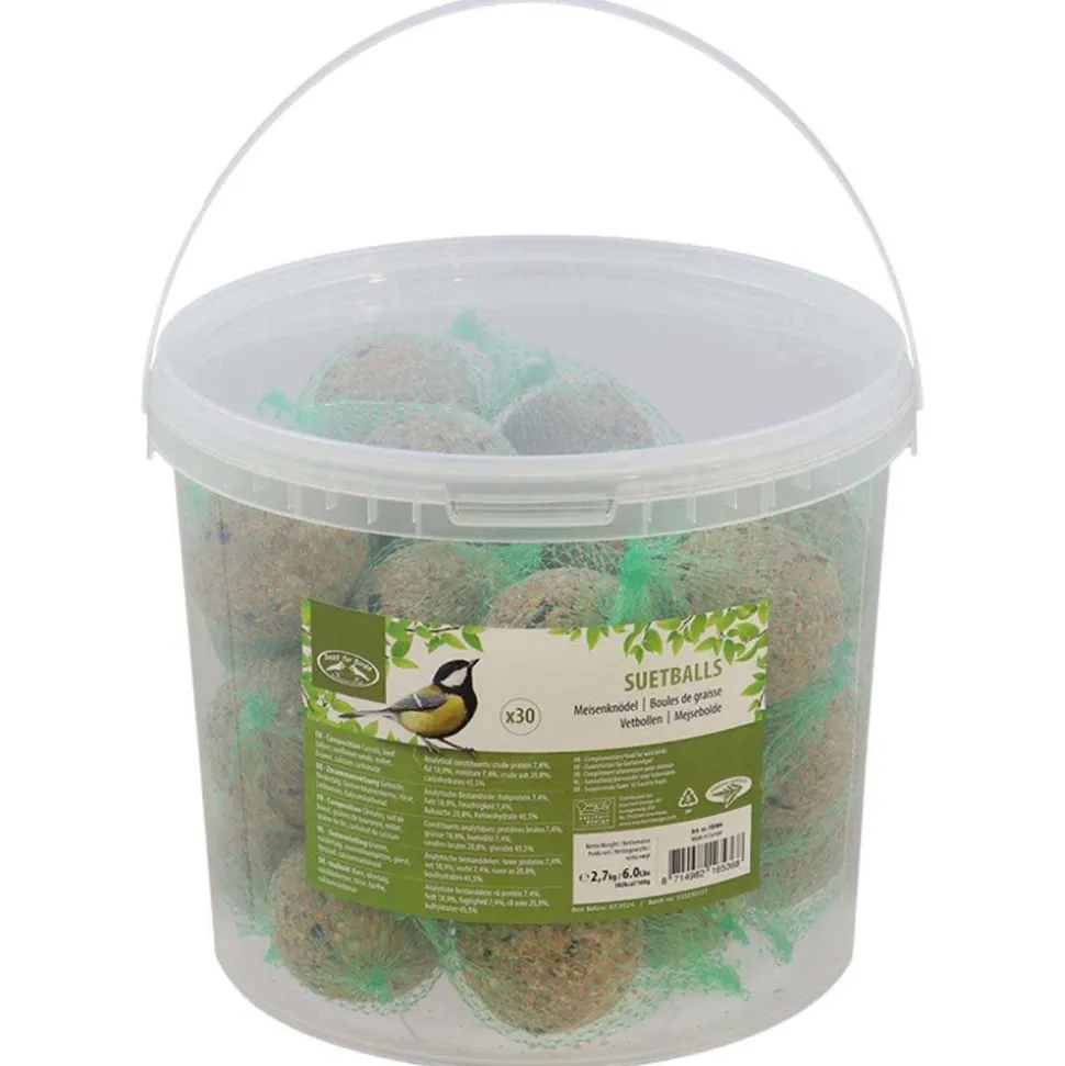 BEST FOR BIRDS - Boules de graisse avec filet dans un seau 30 pièces