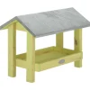 BEST FOR BIRDS - Mangeoire de sol en pin avec toit en zinc