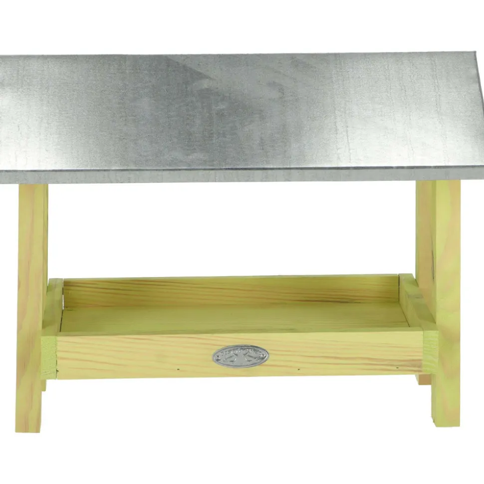 BEST FOR BIRDS - Mangeoire de sol en pin avec toit en zinc