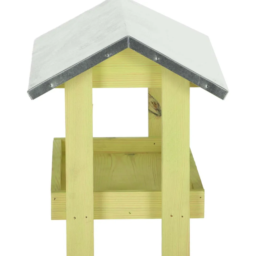 BEST FOR BIRDS - Mangeoire de sol en pin avec toit en zinc