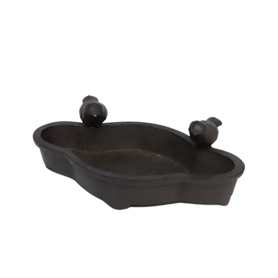 CHEMIN DE CAMPAGNE - Mangeoire à oiseaux abreuvoir jardin en fonte marron 19cm