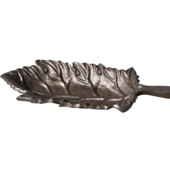 CHEMIN DE CAMPAGNE - Mangeoire à oiseaux abreuvoir jardin feuille en fonte marron 26cm