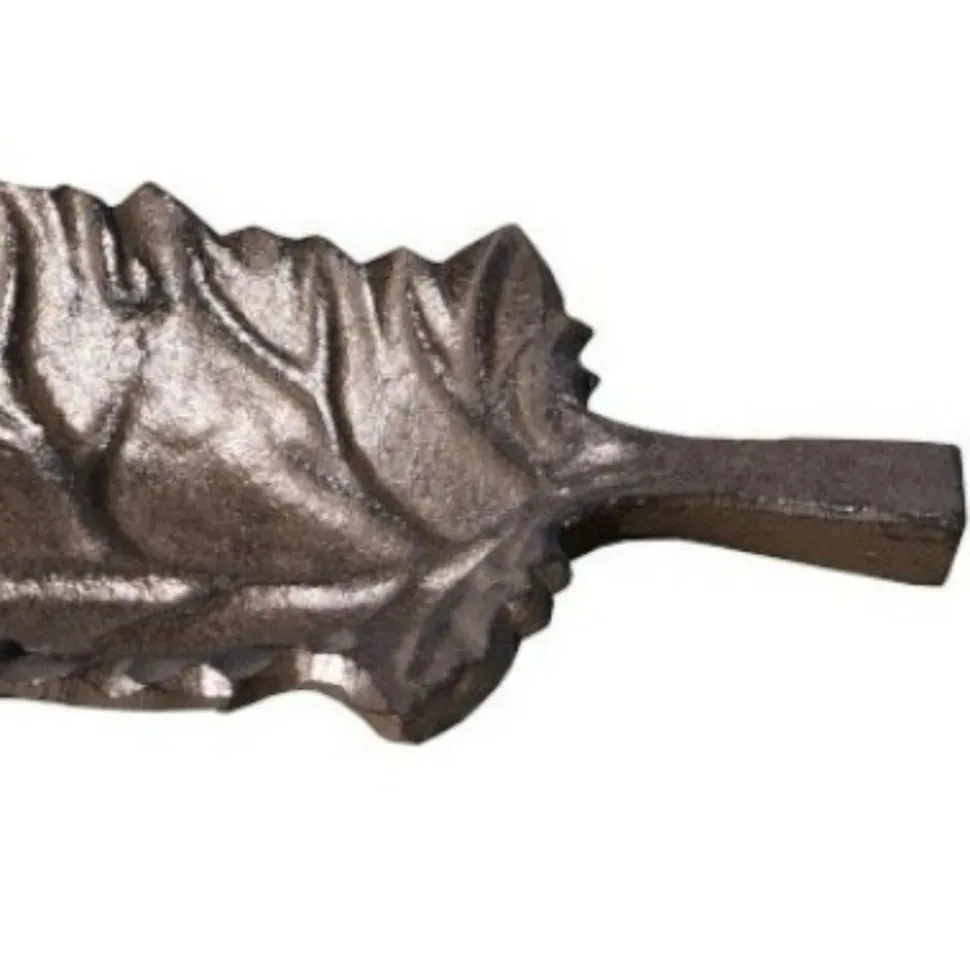 CHEMIN DE CAMPAGNE - Mangeoire à oiseaux abreuvoir jardin feuille en fonte marron 26cm
