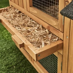 Clapier en bois hotot pour lapin et autres rongeurs. 4 lapins. Cage à lapin avec enclos. Espace intérieur et extérieur. Poulailler