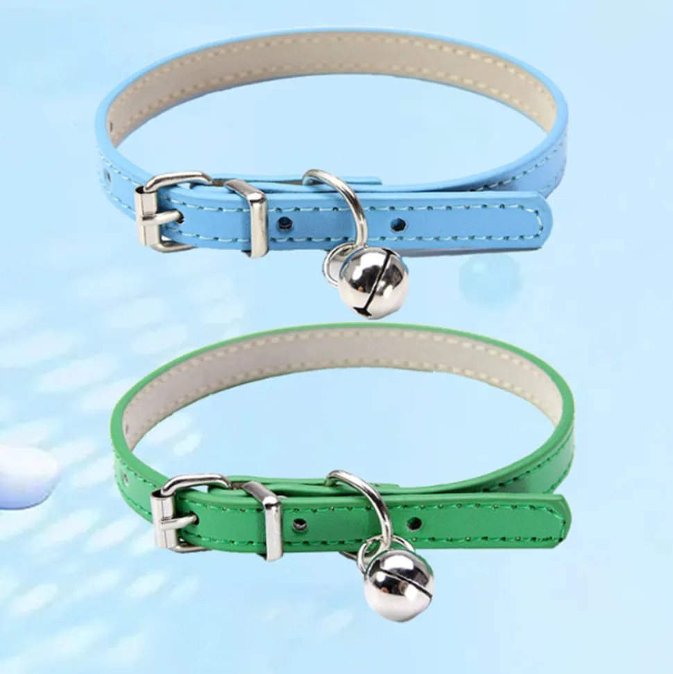 Collier pour chat avec clochette en cuir pu-XS