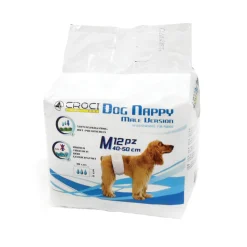 CROCI - Couche ''Bande'' pour chien mâle M 40/50cm - x12