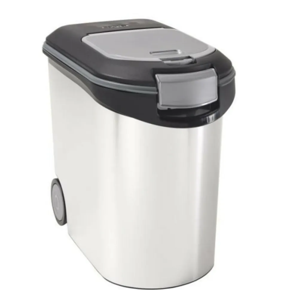 CURVER - Conteneur a croquettes pour chien 12 kg - 35l - aspect métal