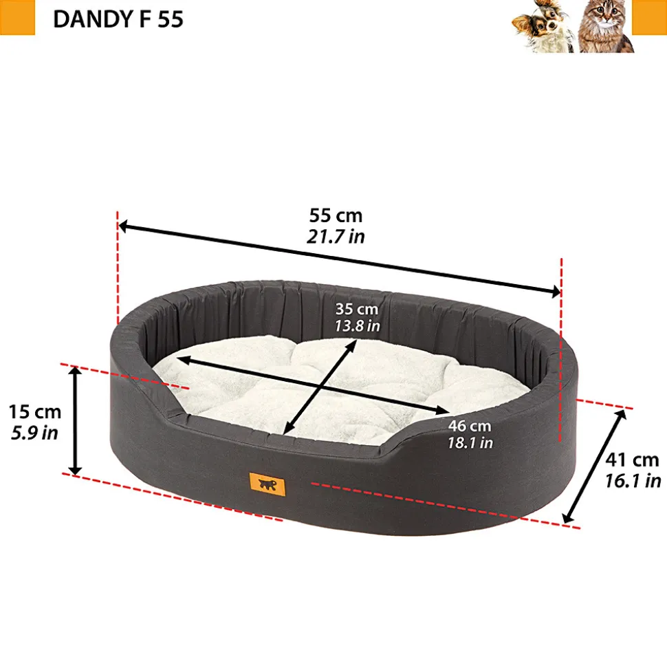 Dandy f couchette ferplast chiens chats rembourré double-face poil lavable