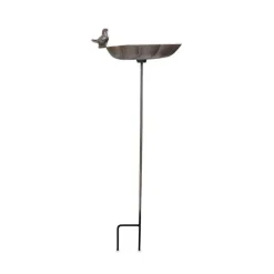 DÉCORATION D'AUTREFOIS - Abreuvoir oiseau sur pied fonte fonte marron - décoration d'autrefois