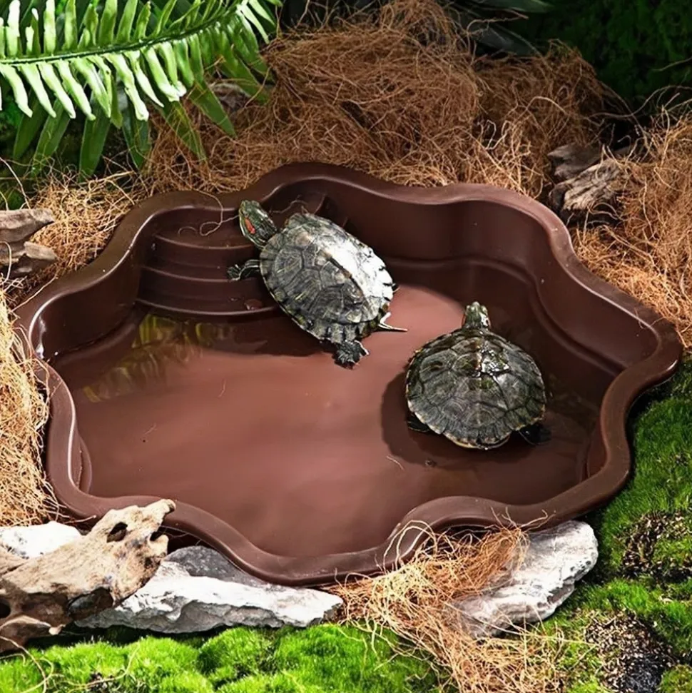 DOWNYPAWS - Baignoire et bac d'alimentation - décoration pour aquarium, pour reptiles aquatiques et grimpants