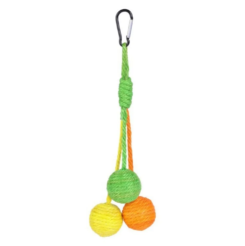 DOWNYPAWS - Balle jouet pour chat-jouet suspendu pour chat - boules jaunes, orange et vertes