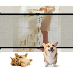 DOWNYPAWS - Barrière de sécurité pour chiens 6 crochets-clôture pour chat et chien (110*72cm)