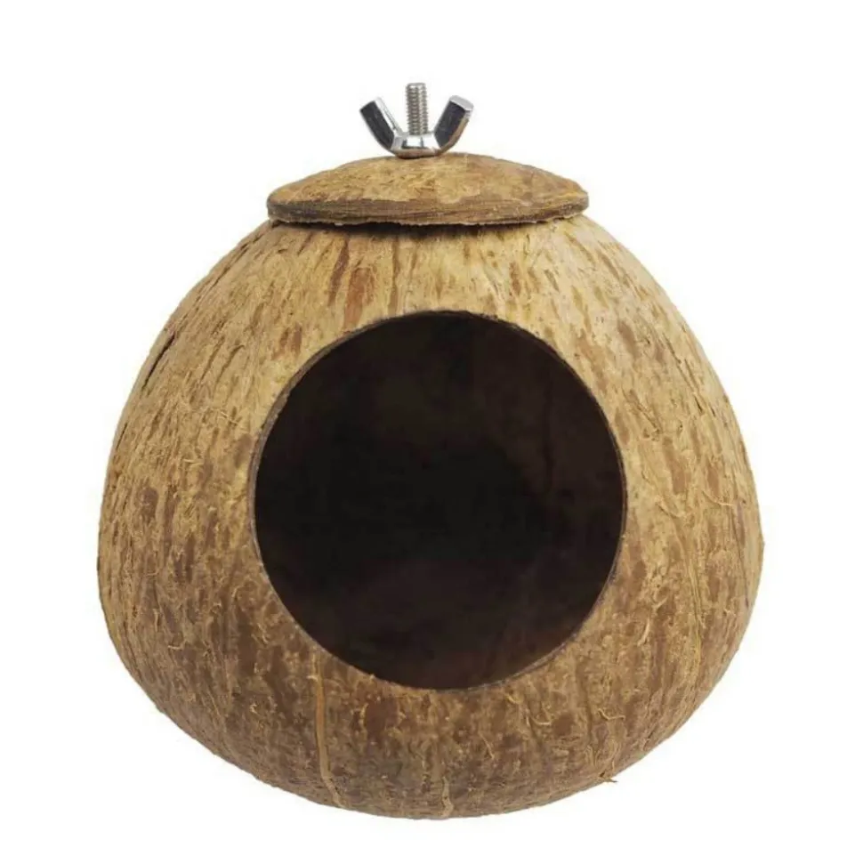 DOWNYPAWS - Boîte d'oiseau en coque de noix de coco pour la reproduction et la décoration