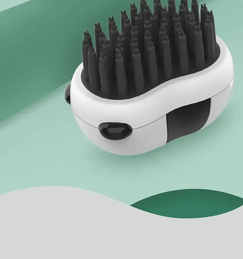 DOWNYPAWS - Brosse de bain et de massage pour chien style panda double usage humide et sec