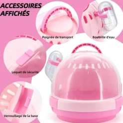 DOWNYPAWS - Cage de transport - plastique avec bouteille d'eau pour petits animaux