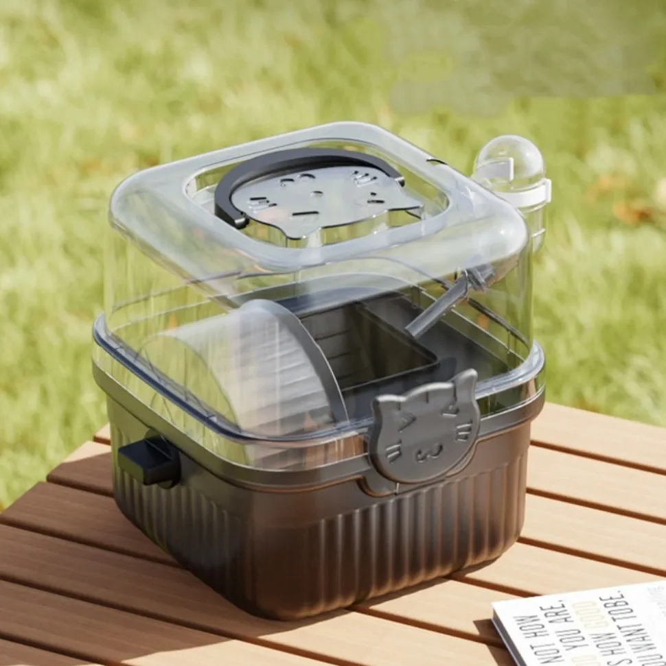 DOWNYPAWS - Cage de transport - translucide avec bouteille d'eau, portable
