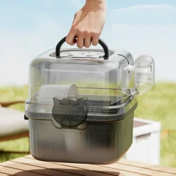 DOWNYPAWS - Cage de transport - translucide avec bouteille d'eau, portable