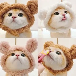 DOWNYPAWS - Chapeau ours pour animaux de compagnie, col règlable