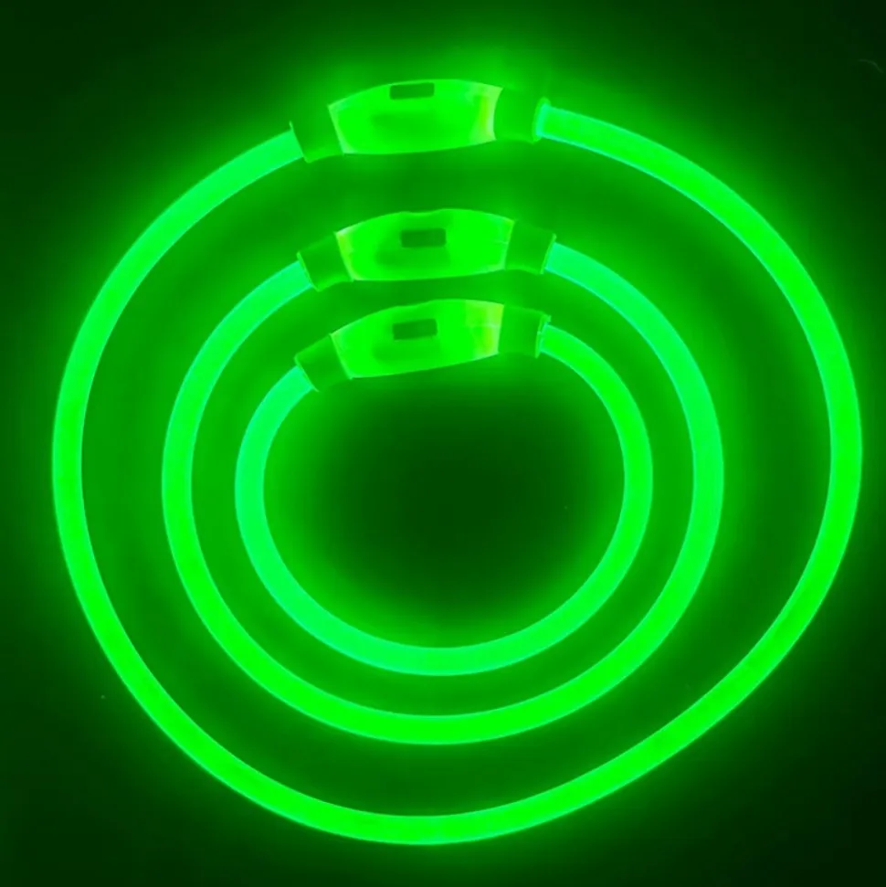 DOWNYPAWS - Collier lumineux rechargeable pour chien vert taille m : circonférence 50 cm