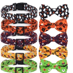DOWNYPAWS - Collier pour chien d'halloween avec motifs de citrouille, fantôme et chauve - souris xl : 2,5*70cm violet