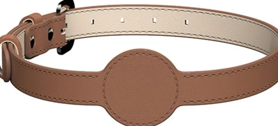 DOWNYPAWS - Collier traqueur gps pour chats et chiens - en cuir synthétique marron xs