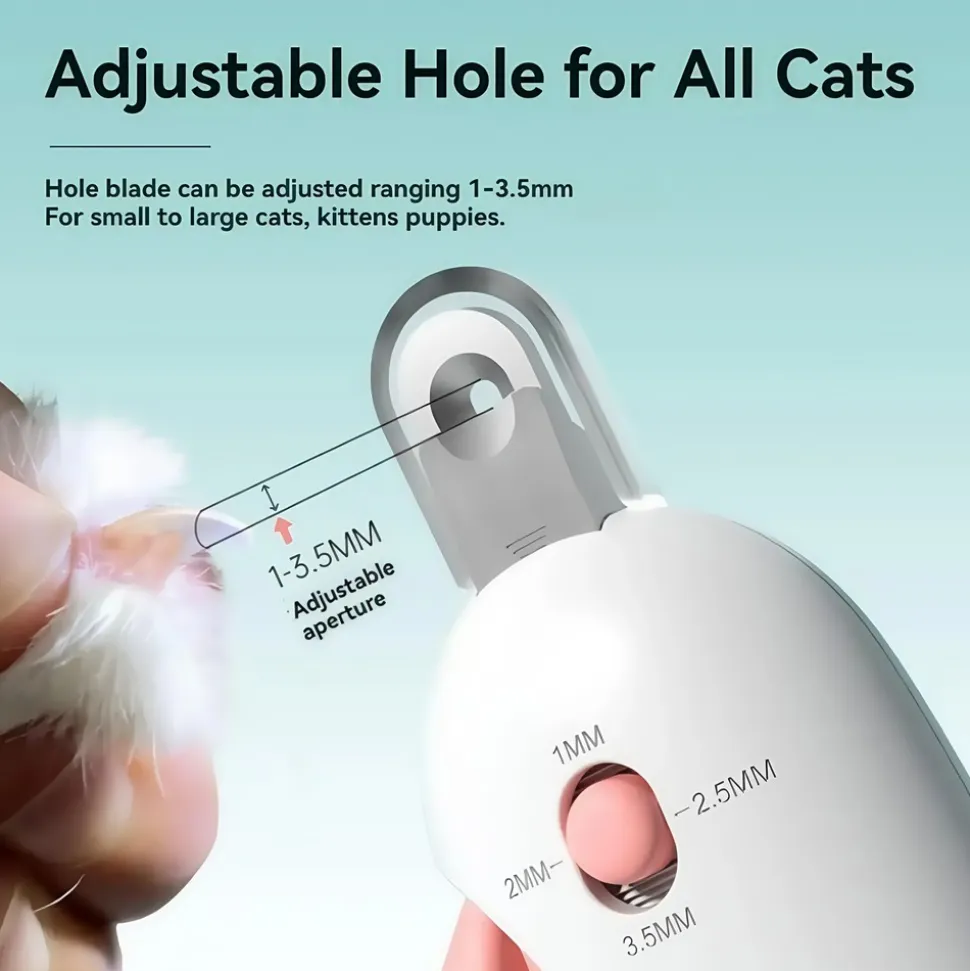DOWNYPAWS - Coupe-griffes professionnel pour animaux - trou réglable pour chats et chiens, soins pour jeunes animaux