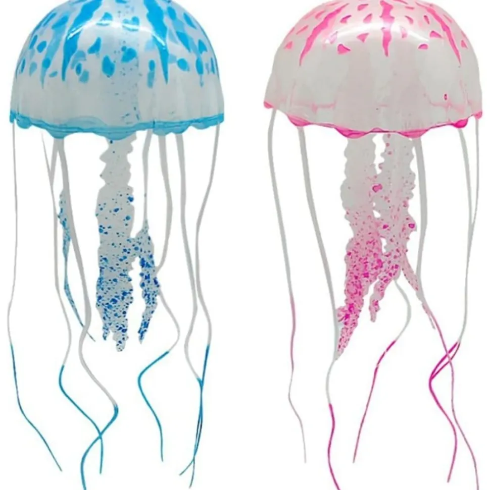 DOWNYPAWS - Décoration d'aquarium-méduses décoratives pour aquarium-5 x 15 cm, rose et bleu