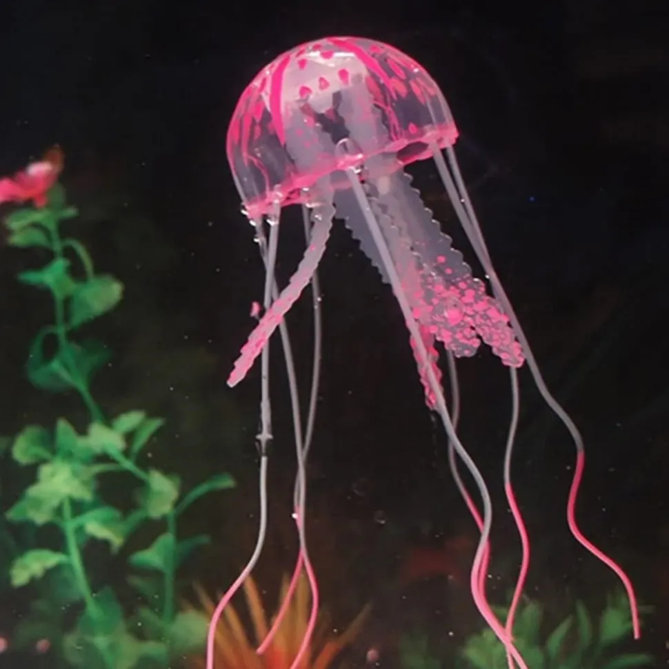 DOWNYPAWS - Décoration d'aquarium-méduses décoratives pour aquarium-5 x 15 cm, rose et bleu