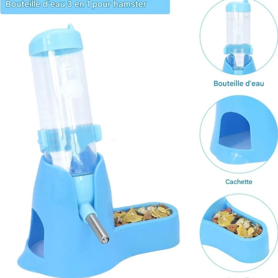 DOWNYPAWS - Distributeur automatique d'eau - 3 en 1 avec socle pour petits animaux