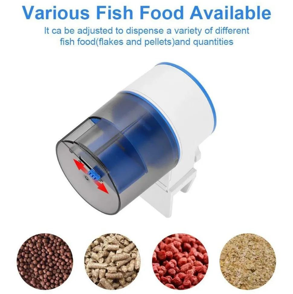 DOWNYPAWS - Distributeur automatique de nourriture pour poissons avec minuterie intelligente pour aquarium (poissons rouges et car)