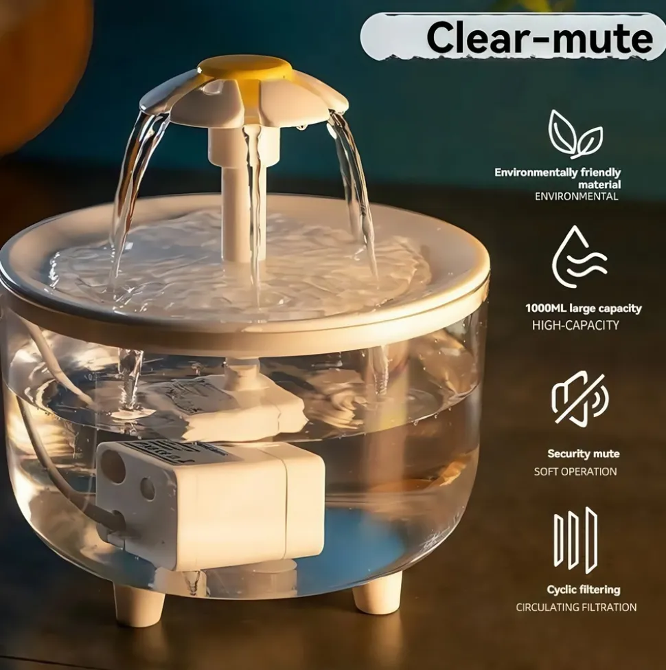 DOWNYPAWS - Distributeur d'eau en circulation pour chats: filtre automatique flux d'eau en direct - fournitures pour animaux de compagnie