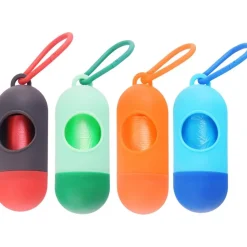 DOWNYPAWS - Distributeur de sacs poubelle pour chiens-4 pièces : gris et rouge + bleu clair et bleu foncé + vert clair et vert foncé + orange
